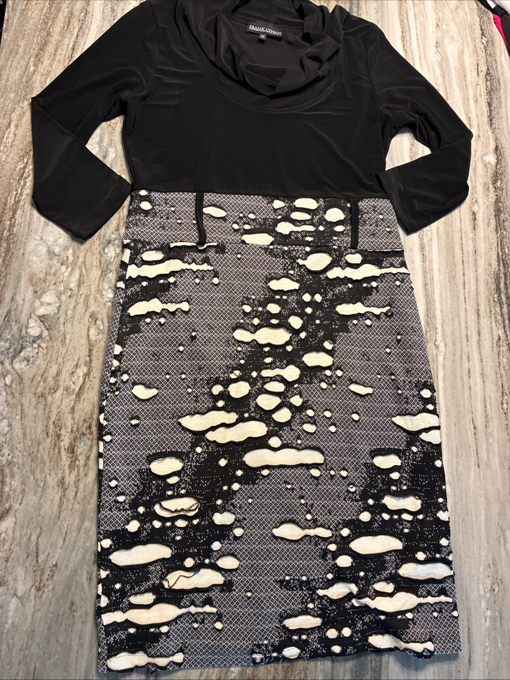 Frank Lyman NWOT black white holes career suit dress sz 10